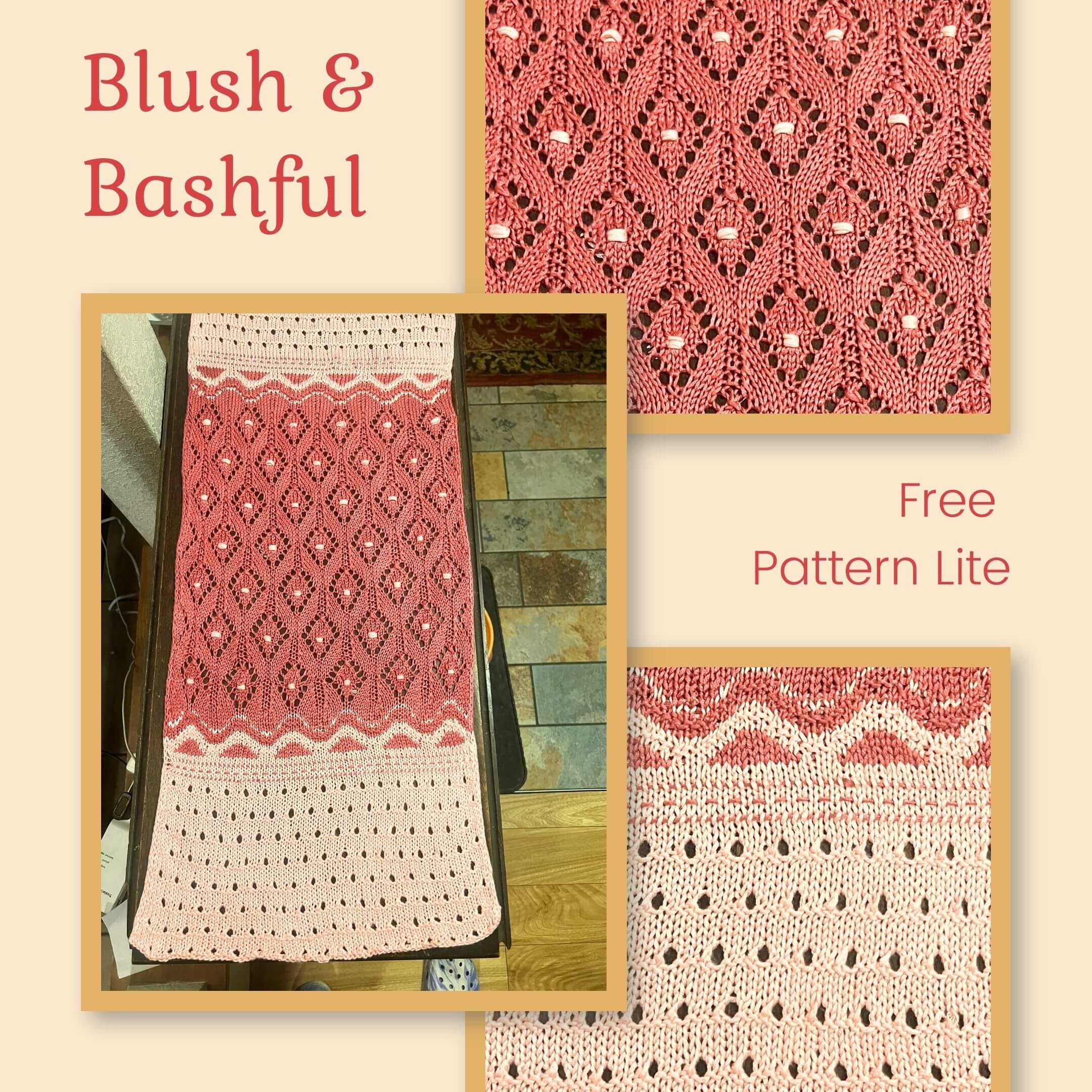 Knit Table Runner Free Pattern Lite: Blush and Bashful